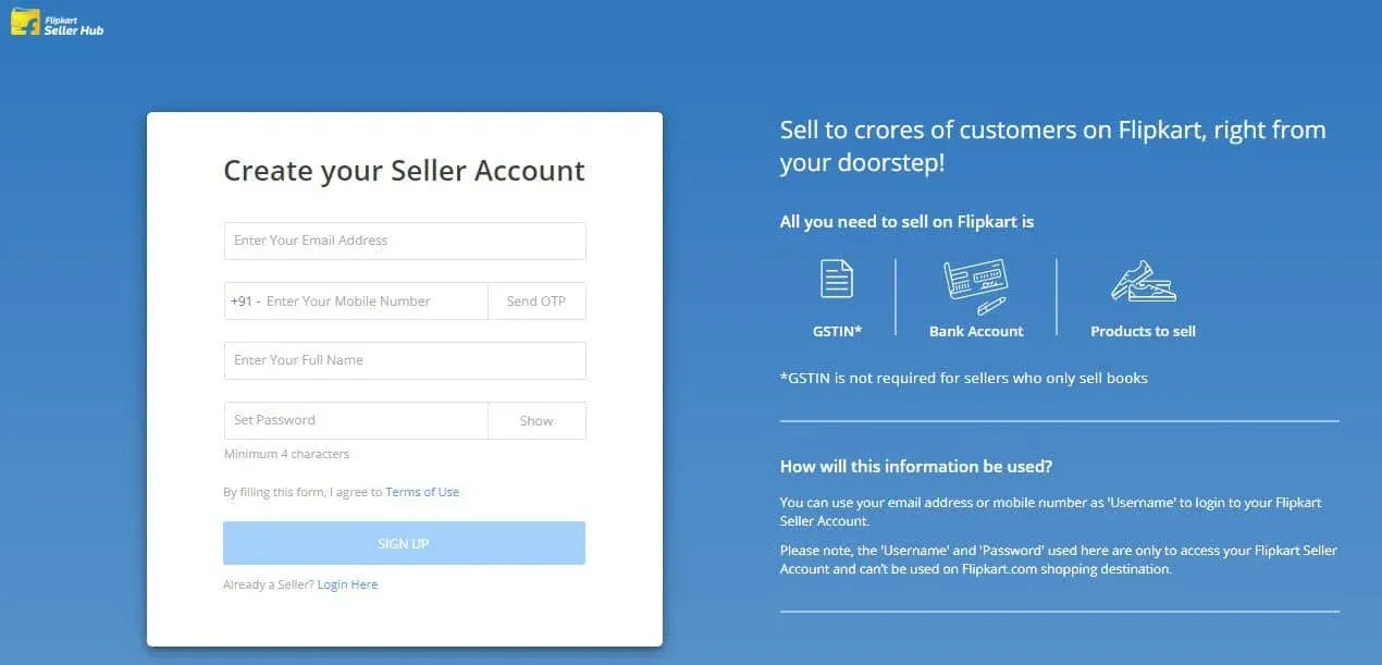註冊 Flipkart 銷售帳戶的條件
